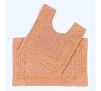 HOMESCAPES Tapis de Bain et Contour WC en Coton, 1600 g/m², Extra Doux, 100% Coton, réversible, antidérapant, Lavable, Super Absorbant, Pêche, Ensemble Tapis Salle de Bain et WC - Lot de 2