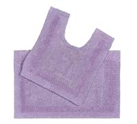 HOMESCAPES Tapis de Bain et Contour WC en Coton, Lilas, Ensemble Tapis Salle de Bain et WC - Lot de 2