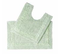 HOMESCAPES Tapis de Bain et Contour WC en Coton, Tapis de Bain Vert Sauge, Ensemble Tapis Salle de Bain et WC - Lot de 2