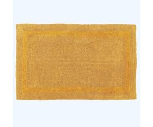 HOMESCAPES Tapis de Bain Extra Large, 1600 g/m², Super Doux, 100% Coton, réversible, antidérapant, Lavable, Super Absorbant, séchage Rapide, 70 x 120 cm Jaune Moutarde
