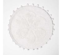 HOMESCAPES Tapis de Bain Rond Blanc Fleur tuftée, Tapis de Salle de Bain Absorbant 60 cm