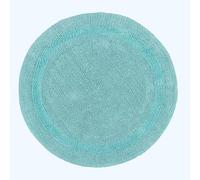 HOMESCAPES Tapis de Bain Rond en Coton, Tapis Rond Salle de Bain 80 cm, Tapis de Bain Bleu Aqua