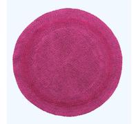 HOMESCAPES Tapis de Bain Rond en Coton, Tapis Rond Salle de Bain 80 cm, Tapis de Bain Framboise
