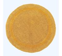 HOMESCAPES Tapis de Bain Rond en Coton, Tapis Rond Salle de Bain 80 cm, Tapis de Bain Jaune Moutarde