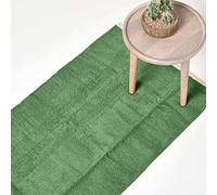HOMESCAPES Tapis de Couloir Chenille uni en 100% Coton Vert - 66 x 200 cm