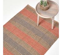 HOMESCAPES Tapis de jute noir et rouge tissé à la main avec motifs géométriques, 90 x 150 cm