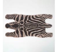 HOMESCAPES Tapis de porte en coco, design zèbre