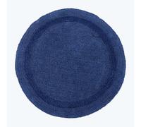 HOMESCAPES Tapis de Salle de Bain Rond, 1600 g/m², Extra Doux, 100% Coton, réversible, antidérapant, Lavable, Super Absorbant, séchage Rapide, 80 cm Bleu Marine