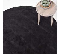 HOMESCAPES Tapis décoratif Rond Couleur Noir 150 cm de diamètre en 100% Coton