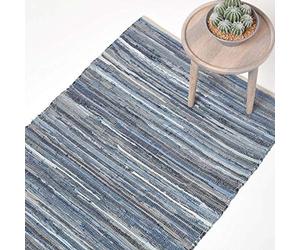 HOMESCAPES - Tapis Denim Bleu en Jeans recyclés - 150 x 240 cm