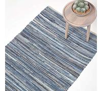 HOMESCAPES - Tapis Denim Bleu en Jeans recyclés - 90 x 150 cm