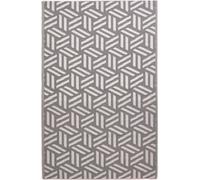 HOMESCAPES Tapis d'extérieur résistant aux intempéries gris-blanc 180 x 270 cm, tapis de jardin Luna réversible, à motifs géométriques pour balcon, terrasse, cuisine, entrée & jardin d'hiver