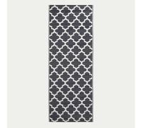 HOMESCAPES Tapis d'extérieur résistant aux intempéries noir-blanc 75 x 200 cm, tapis de jardin Nola réversible avec motif, tapis de passage pour balcon, terrasse, cuisine, entrée & jardin d'hiver