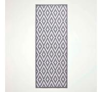 HOMESCAPES Tapis d'extérieur Zoe 75 x 200 cm - gris-blanc, motifs géométriques