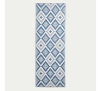 HOMESCAPES Tapis extérieur résistant Pluie et UV, Tapis de Jardin imperméable réversible Bleu Mia, 75 x 200 cm, Intérieur extérieur terrasse Balcon