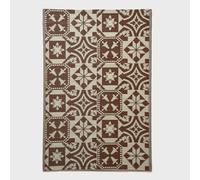 HOMESCAPES Tapis extérieur résistant Pluie et UV, Tapis de Jardin imperméable réversible Carreaux Marrons, 182 x 122 cm, Intérieur extérieur terrasse Balcon