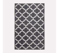 HOMESCAPES Tapis extérieur résistant Pluie et UV, Tapis de Jardin imperméable réversible Noir et Blanc NOLA, 120 x 180 cm, Intérieur extérieur terrasse Balcon