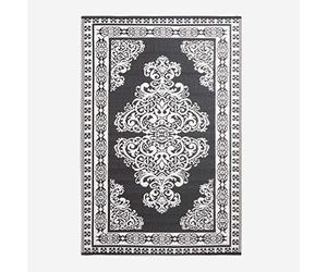 HOMESCAPES Tapis extérieur résistant Pluie et UV, Tapis de Jardin imperméable réversible Noir et Blanc, 119 x 186 cm, Intérieur extérieur terrasse Balcon