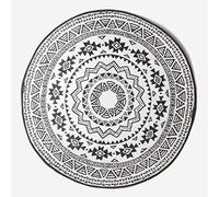 HOMESCAPES Tapis extérieur résistant Pluie et UV, Tapis de Jardin imperméable réversible Noir, Rond 180 cm, Intérieur extérieur terrasse Balcon
