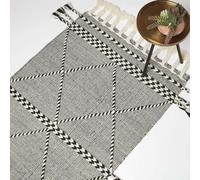 HOMESCAPES Tapis Kilim en Laine Edessa, Tapis rectangulaire 160x230 cm, Tapis Noir et Blanc Artisanal