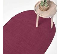 HOMESCAPES Tapis Ovale Artisanal tissé à Plat en Coton Prune pour la Chambre ou Le Salon, 90 x 150 cm
