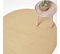 HOMESCAPES Tapis Rond Artisanal tissé à Plat en Coton Beige pour la Chambre ou Le Salon, 120 cm