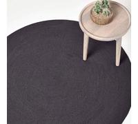 HOMESCAPES Tapis Rond Artisanal tissé à Plat en Coton Noir pour la Chambre ou Le Salon, 120 cm