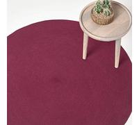 HOMESCAPES Tapis Rond Artisanal tissé à Plat en Coton Prune pour la Chambre ou Le Salon, 150 cm