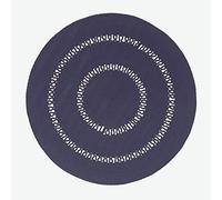 HOMESCAPES Tapis tissé à Plat en Coton ajouré, Tapis Rond Bleu Marine, 120 cm