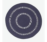 HOMESCAPES Tapis tissé à Plat en Coton ajouré, Tapis Rond Bleu Marine, 90 cm