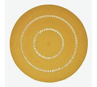 HOMESCAPES Tapis tissé à Plat en Coton ajouré, Tapis Rond Jaune Moutarde, 150 cm