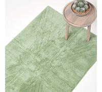 HOMESCAPES - Tapis Tufté Lavable 100% Coton en Relief Drapeau Anglais - Vert Sauge - 90 x 150 cm - Intérieur ou Salle de Bains Extra Large