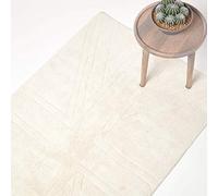 HOMESCAPES - Tapis Tufté Lavable - 100% Coton - Tapis Uni en Relief Drapeau Anglais - Ivoire Crème - 50 x 80 cm - Tapis Salle de Bains ou Tapis Intérieur