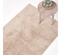 HOMESCAPES - Tapis Tufté Lavable - 100% Coton - Tapis Uni en Relief Drapeau Anglais - Vison Beige - 90 x 150 cm - Tapis Intérieur ou Tapis Salle de Bains Extra Large