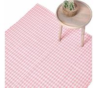 HOMESCAPES - Tapis Vichy Carreaux - 100% Coton - Tissé à la Main - Rose Blanc - 70 x 120 cm - Lavable à la Maison - Grand Tapis pour Chambre d'enfants ou pour Salle de Bains