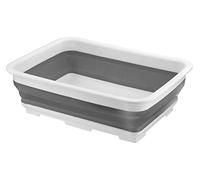 HOMESHOPA Bassine à vaisselle rectangulaire pliable, 10 litres, gris, rangement compact, économie d'espace, bol d'évier de cuisine, portable pour camping en plein air caravanes