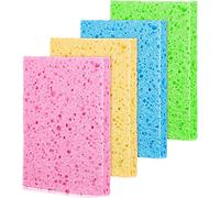 homeshopa.com Lot de 4 éponges en cellulose colorées pour nettoyer la vaisselle, la cuisine, la maison, la voiture, un usage quotidien, rose