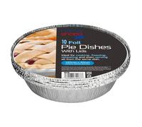 Homeshopa Lot de 10 moules à tarte ronds jetables en aluminium avec couvercles en papier, plats de cuisson durables pour tartes, tartes aux fruits, quiches, récipients à emporter, passent au four et