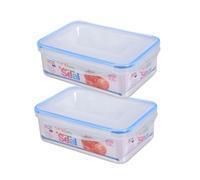 HOMESHOPA Lot de 2 boîtes alimentaires rectangulaires en plastique hermétiques, étanches avec couvercle à clip, sans BPA, réutilisables, passent au micro-ondes, au congélateur et au lave-vaisselle
