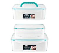 HOMESHOPA Lot de 2 grandes boîtes à déjeuner hermétiques de qualité supérieure avec poignée de transport, réutilisables et livrées avec couvercles, anti-fuite, sans BPA, passent au lave-vaisselle, au