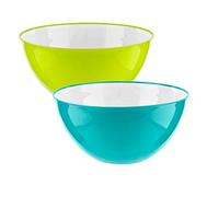 Homeshopa Lot de 2 grands saladiers en plastique pour pâtes et saladiers 25 cm 3500 ml Bleu et vert