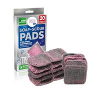 Homeshopa Lot de 20 tampons à récurer remplis de savon, résistants et durables, en laine d'acier pour plaques de cuisson, four, évier de cuisine