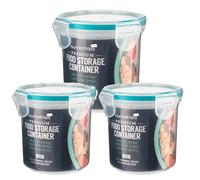 HOMESHOPA Lot de 3 boîtes de conservation rondes en plastique avec couvercles, 450 ml, hermétiques et étanches pour avoine de nuit avec couvercle verrouillable, sans BPA, passent au micro-ondes et au