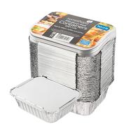 Homeshopa Lot de 50 conteneurs en aluminium avec couvercles pour aliments à emporter et à la maison