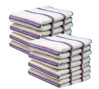 HOMESHOPA Lot de 8 torchons à vaisselle en coton antibactériens, super absorbants, non pelucheux, séchage rapide, à rayures, 34 x 34 cm