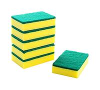 HOMESmith - Grande éponge à récurer Robuste - Double Face pour Laver et Nettoyer la Vaisselle - Absorbante, Anti-Rayures, réutilisable - Lot de 6, Jaune et Vert