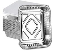 HOMESmith Lot de 10 plateaux en aluminium avec couvercles solides et grands récipients jetables pour aliments à emporter avec couvercle | 3 litres |