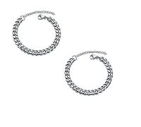 HomeSoGood Lot de 2 bracelets à maillons cubains en acier inoxydable pour homme (7 mm, argent)
