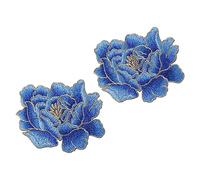 HomeSoGood Lot de 2 écussons floraux pivoines - 11 x 9 cm - Bleu foncé - Pour vêtements, sacs à dos, loisirs créatifs et couture