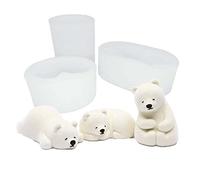 HomeSoGood Lot de 3 moules en silicone 3D en forme d'ours polaire, pour fabrication de bougies, fondant, chocolat, savon, décoration